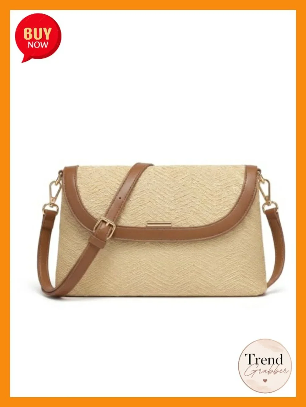 Woven Raffia Straw Tote with PU Handle, Boho Beach Shoulder Bag